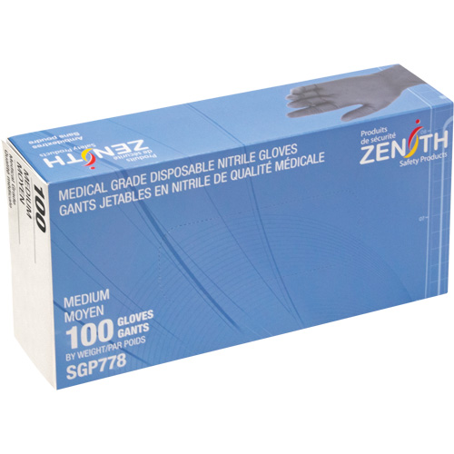 Gants jetables de calibre m&eacute;dical r&eacute;sistants &agrave; la perforation, Moyen, Nitrile, 5 mils, Sans poudre, Noir, Classe 2 Consource