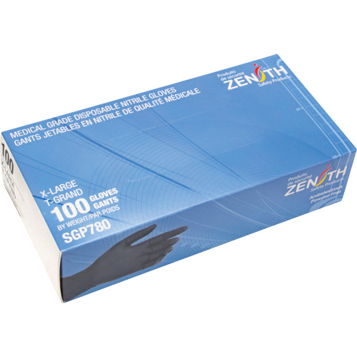 Puncture-Resistant Medical-Grade Disposable Gloves, X-Large, Nitrile, 5-mil, Powder-Free, Black, Class 2 Consource