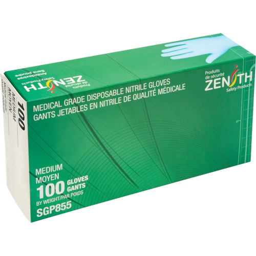 Puncture-Resistant Medical-Grade Disposable Gloves, Medium, Nitrile, 3.5-mil, Powder-Free, Blue, Class 2 Consource