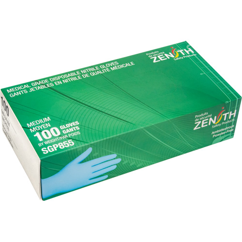 Puncture-Resistant Medical-Grade Disposable Gloves, Medium, Nitrile, 3.5-mil, Powder-Free, Blue, Class 2 Consource
