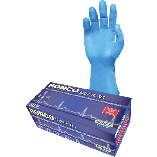 Gants d'examen BLURITE XPL, Petit, Nitrile, 8 mils, Sans poudre, Bleu, Classe 2 Consource