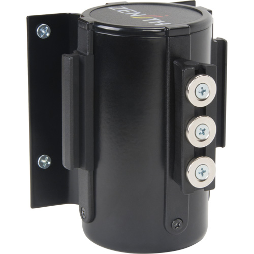 Barri&egrave;re &agrave; fixation murale avec ruban magn&eacute;tique, Acier, Fixation par vis, 12', Ruban Noir Consource