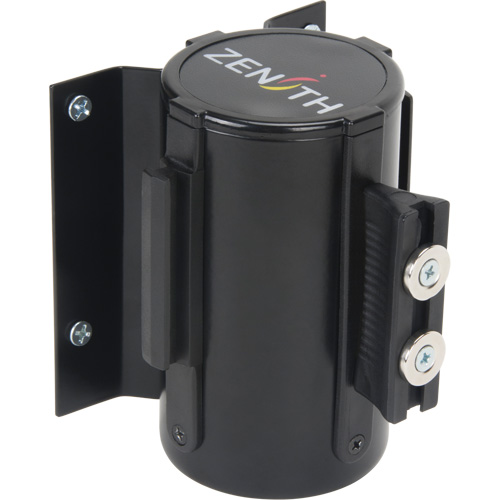 Barri&egrave;re &agrave; fixation murale avec ruban magn&eacute;tique, Acier, Fixation par vis, 7', Ruban Jaune Consource