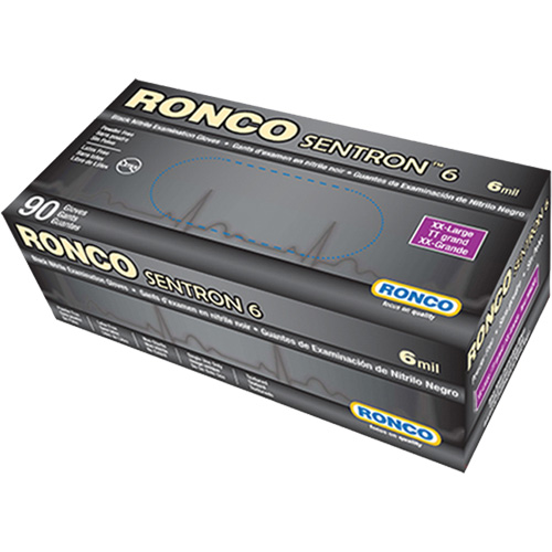 Sentron 6 Disposable Examination Gloves, 2X-Large, Nitrile, 6-mil, Powder-Free, Black, Class 2 Consource