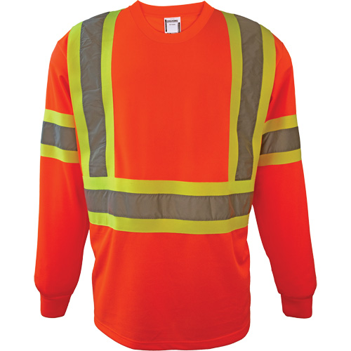 Long Sleeve Safety Shirt, Polyester, 2X-Large, High Visibility Orange Consource