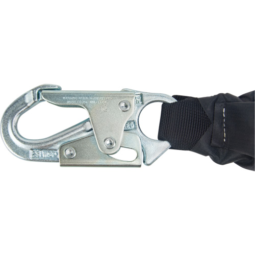 Miller&reg; HP Shock-Absorbing Lanyard, 4', Locking Rebar Hook Center, Locking Snap Hook Leg Ends, Polyester Consource