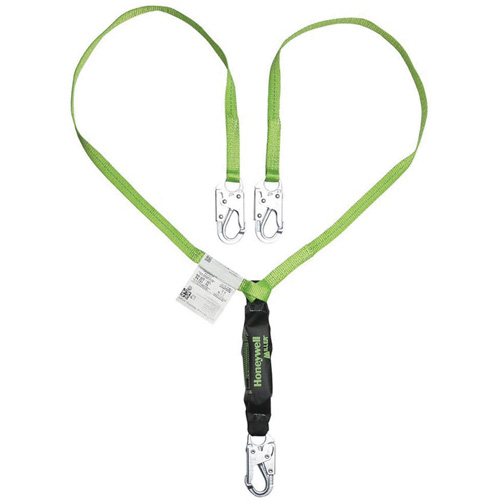 Miller&reg; HP Shock-Absorbing Lanyard, 4', Locking Snap Hook Center, Locking Snap Hook Leg Ends, Polyester Consource