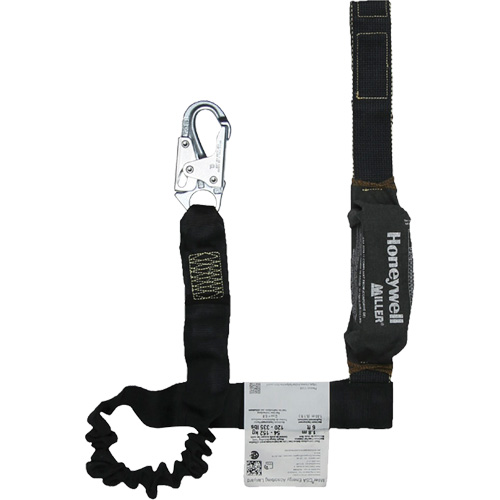 Longe avec amortisseur de choc r&eacute;sistante &agrave; l'arc &eacute;lectrique Miller, 6', Point d'ancrage &agrave; Mousqueton verrouillable, Mousqueton verrouillable aux jambes, Kevlar Consource