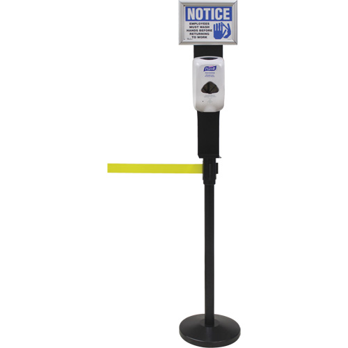 Porte-distributeur/enseigne pour poteaux de barri&egrave;re pour le contr&ocirc;le des foules, Noir Consource