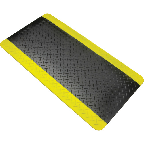 Tapis antifatigue, Losange, 1-2/3' x 3-1/4' x 3/4", Noir/Jaune, Polyur&eacute;thane Consource