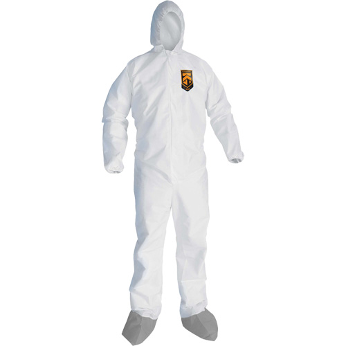 Combinaison de protection contre les liquides et les particules A45 KleenGuard avec sabot antid&eacute;rapant, Grand, Gris/Blanc, Micropore Consource