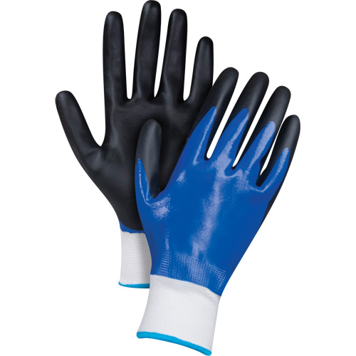 Black & Blue Coated Gloves, Small, Foam Nitrile Coating, 15 Gauge, Nylon Shell Consource