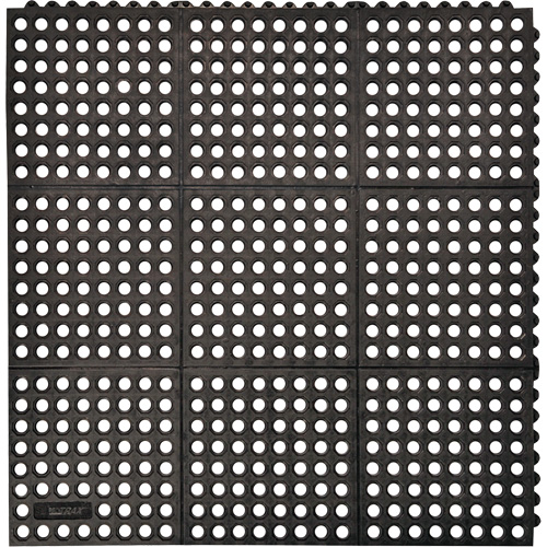 Tapis antifatigue &agrave; imbrication Cushion-Ease 550, &agrave; fentes, 3' x 3' x 3/4", Noir, Caoutchouc Consource