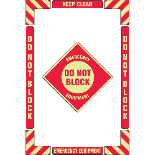 Trousse de marquage du sol ?Emergency Equipment? (&eacute;quipement durgence), Adh&eacute;sif, Anglais avec pictogramme Consource