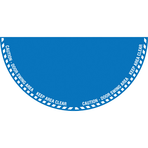 Signalisation au sol ?Caution? (attention) pour porte battante en demi-cercle, Adh&eacute;sif, Anglais avec pictogramme Consource