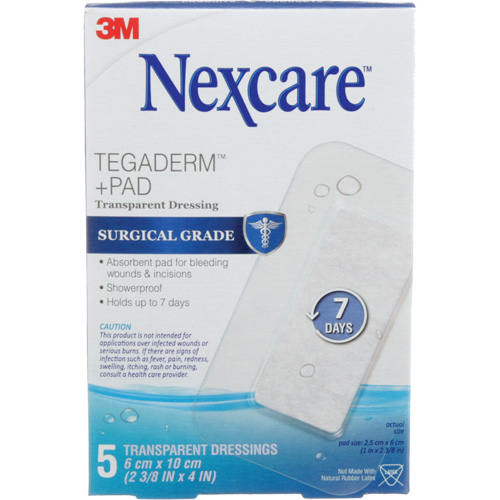 Nexcare Tegaderm + Pad Transparent Dressing, Rectangular/Square, 4", Plastic, Sterile Consource