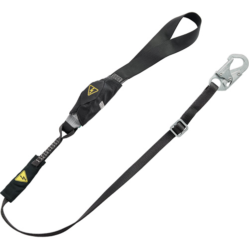 Longe utilitaire &agrave; amortisseur d'&eacute;nergie V-Series, 6', Point d'ancrage &agrave; Crochet mousqueton, Crochet mousqueton aux jambes, Nylon Consource