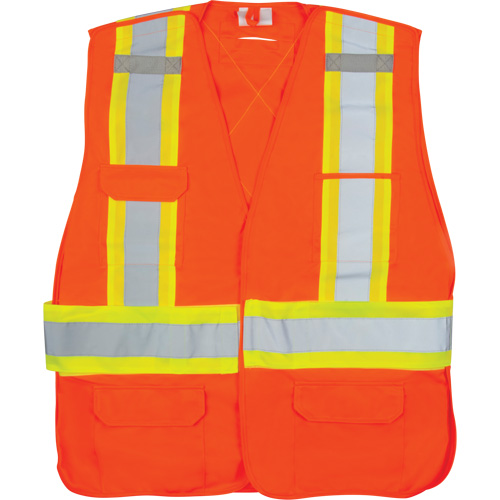 Veste d'arpenteur haute visibilit&eacute; conforme &agrave; la CSA, Orange haute visibilit&eacute;, Moyen, Polyester Consource