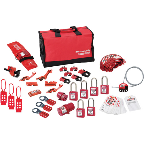 Trousse de cadenassage avec cadenas en thermoplastique de qualit&eacute; sup&eacute;rieure Zenex, Ensemble &eacute;lectrique/Vanne, 34 composants compris Consource