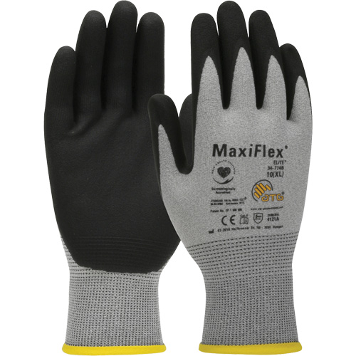 Gants compatibles avec les &eacute;crans tactiles ultral&eacute;gers ATG MaxiFlex Elite, Grand, R&ecirc;vetement Nitrile, Calibre 18, Enveloppe en Nylon Consource