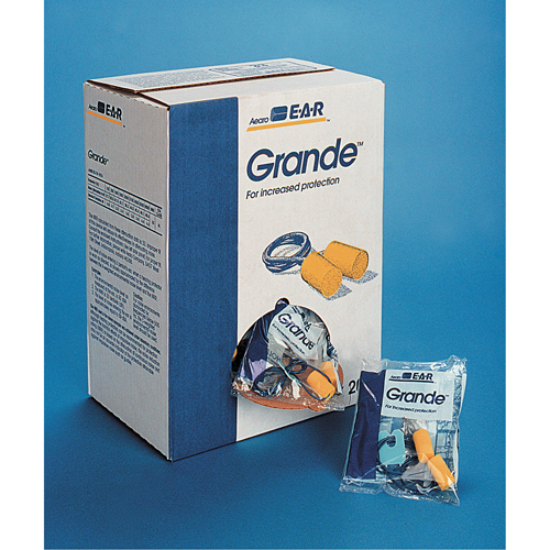Bouchons d'oreilles classiques E-A-R, Vrac - Sac en poly, Grand, Avec cordon Consource