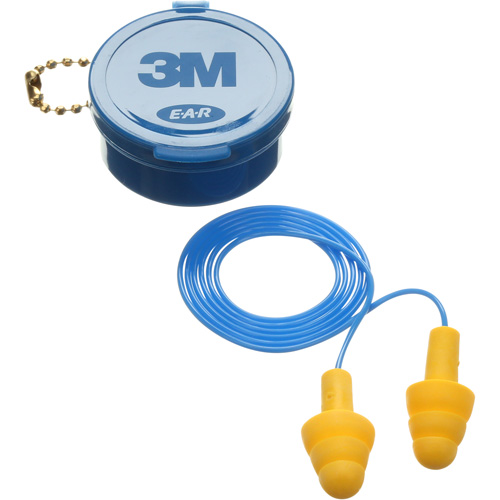 Bouchons d'oreilles pr&eacute;moul&eacute;s E-A-R Ultrafit, Avec cordon, Paire - Boîtier en plastique, 25 dB NRR, Taille unique Consource