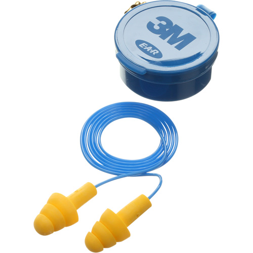Bouchons d'oreilles pr&eacute;moul&eacute;s E-A-R Ultrafit, Avec cordon, Paire - Boîtier en plastique, 25 dB NRR, Taille unique Consource