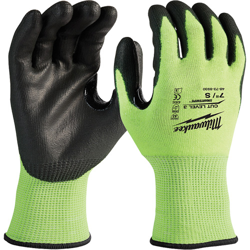 Gants haute visibilit&eacute; r&eacute;sistant aux coupures, Taille Petit, Calibre 15, Rev&ecirc;tement Nitrile/Polyur&eacute;thane, Enveloppe en Poly&eacute;thyl&egrave;ne, ANSI/ISEA 105 niveau 3 Consource