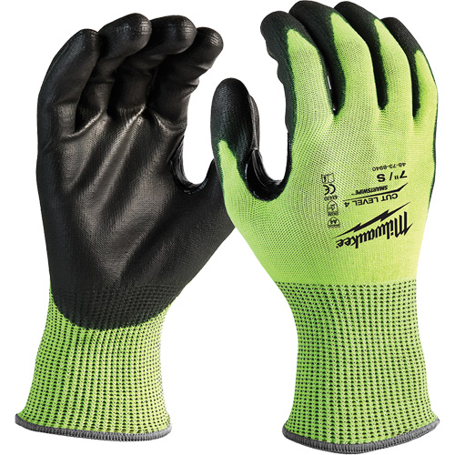 High-Visibility Cut-Resistant Gloves, Size Small, 13 Gauge, Nitrile/Polyurethane Coated, Polyethylene Shell, ANSI/ISEA 105 Level 4 Consource