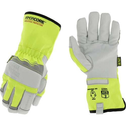 Gants de protection haute visibilit&eacute; contre les &eacute;pingles, Taille Petit, Rev&ecirc;tement Polyur&eacute;thane, Enveloppe en DuraHide, ASTM ANSI niveau A5 Consource