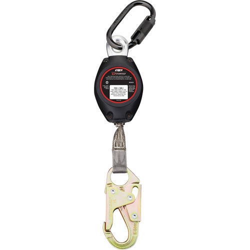 Cordage de s&eacute;curit&eacute; autor&eacute;tractable avec petit mousqueton Dynamic, 7', Polyester, Pivotant Consource