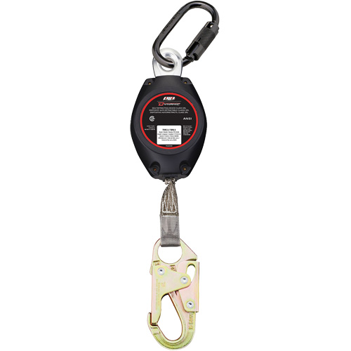 Cordage de s&eacute;curit&eacute; autor&eacute;tractable avec petit mousqueton Dynamic, 11', Polyester, Pivotant Consource