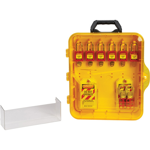 Station de cadenassage avec cadenas de s&eacute;curit&eacute; en nylon utilisant des cl&eacute;s identiques, Cadenas Plastique, Capacit&eacute; de 6, Cadenas Compris Consource