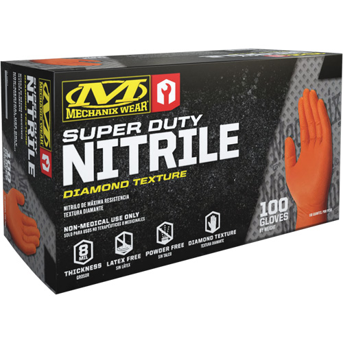 Super Duty Disposable Gloves, 9/Medium, Nitrile, 8-mil, Powder-Free, Orange Consource