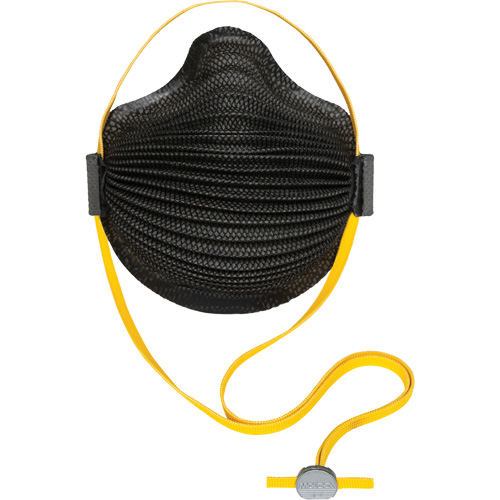 Masques jetables AirWave de la s&eacute;rie M noirs avec SmartStrap et bride compl&egrave;te en mousse, N95, Certifi&eacute; NIOSH, Petit Consource