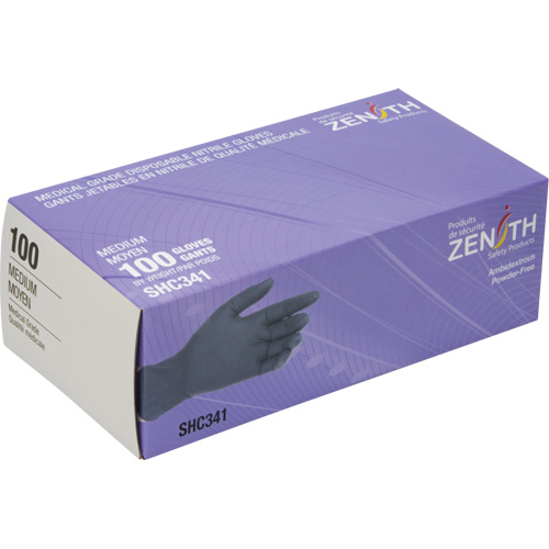 Medical Grade Disposable Gloves, Medium, Nitrile, 6-mil, Powder-Free, Black, Class 2 Consource