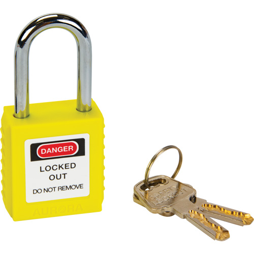 Safety Lock, Yellow, Keyed Different, Thermoplastic, 1-1/2" Width Consource
