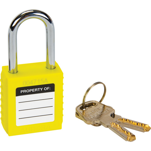 Safety Lock, Yellow, Keyed Different, Thermoplastic, 1-1/2" Width Consource