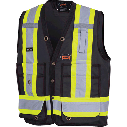 6692BK Surveyor's Safety Vest, Black, Medium, Polyester Consource