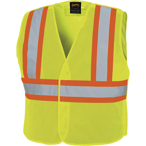 598P Tear-Away Mesh Safety Vest, High Visibility Lime-Yellow, Medium/Small, Polyester Consource