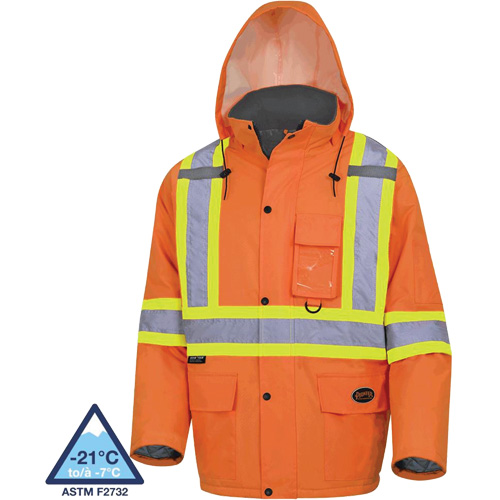 5030 Waterproof Quilted Safety Parka, High Visibility Orange, Small Consource