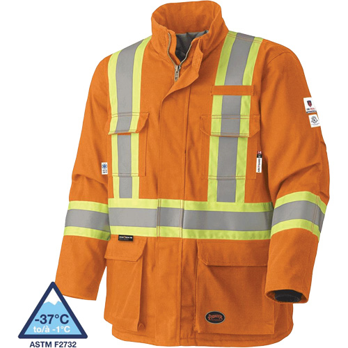 5533 Flame-Resistant Safety Parka, Small, High Visibility Orange, 58 cal/cm² Consource