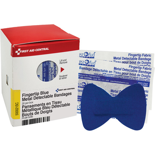 Fingertip Blue Detectable Bandages, Fingertip, Fabric Metal Detectable, Sterile Consource