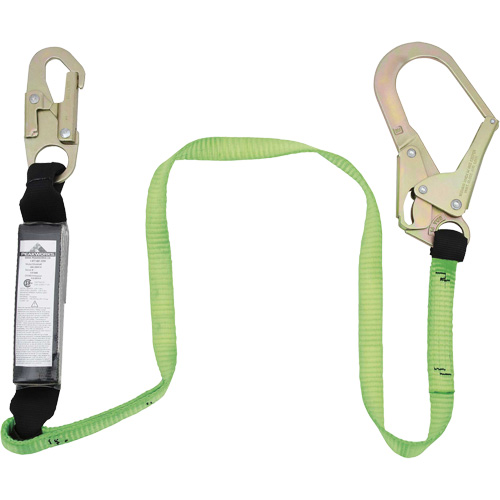 SA-5402-4 Shock Absorbing Lanyard, 4', Rebar Hook Center, Snap Hook Leg Ends, Polyester Consource