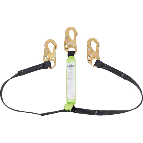 SA-64000-6 Shock Absorbing Lanyard, 6', Snap Hook Center, Snap Hook Leg Ends, Polyester Consource