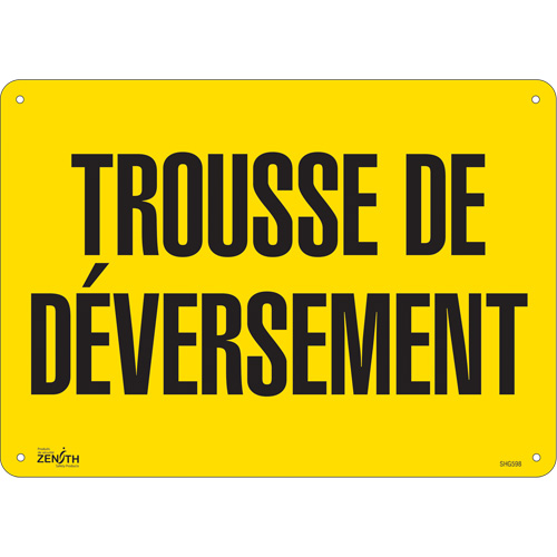 Enseigne  Trousse de d&eacute;versement , 10" x 14", Plastique, Français Consource