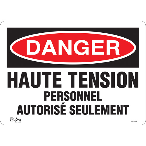 Enseigne  Haute tension , 10" x 14", Vinyle, Français Consource