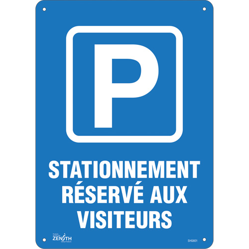 "Stationnement r&eacute;serv&eacute; aux visiteurs" Sign, 10" x 14", Plastic, French with Pictogram Consource