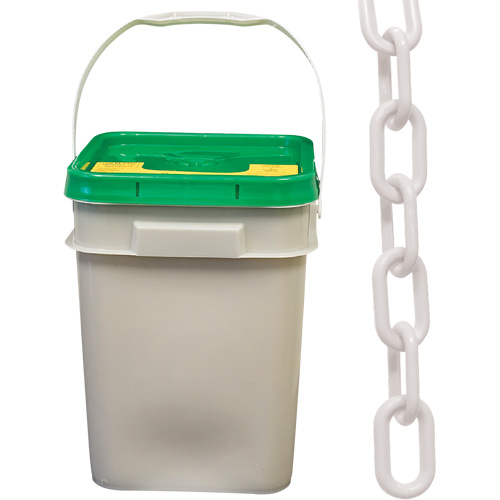Heavy-Duty Plastic Safety Chain, White, 2" Link, 120' Length Consource