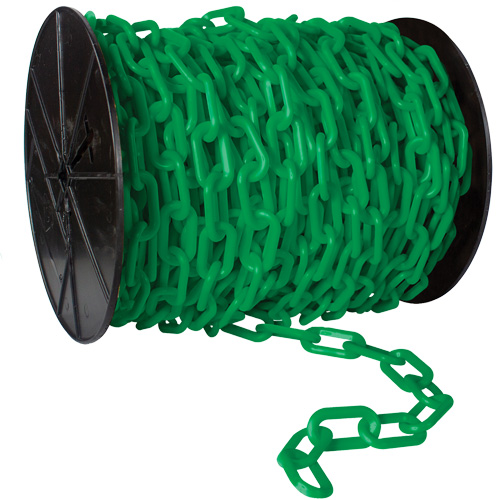 Chaîne de s&eacute;curit&eacute; en plastique robuste, Jaune, Maillon de 2", 100' de long Consource